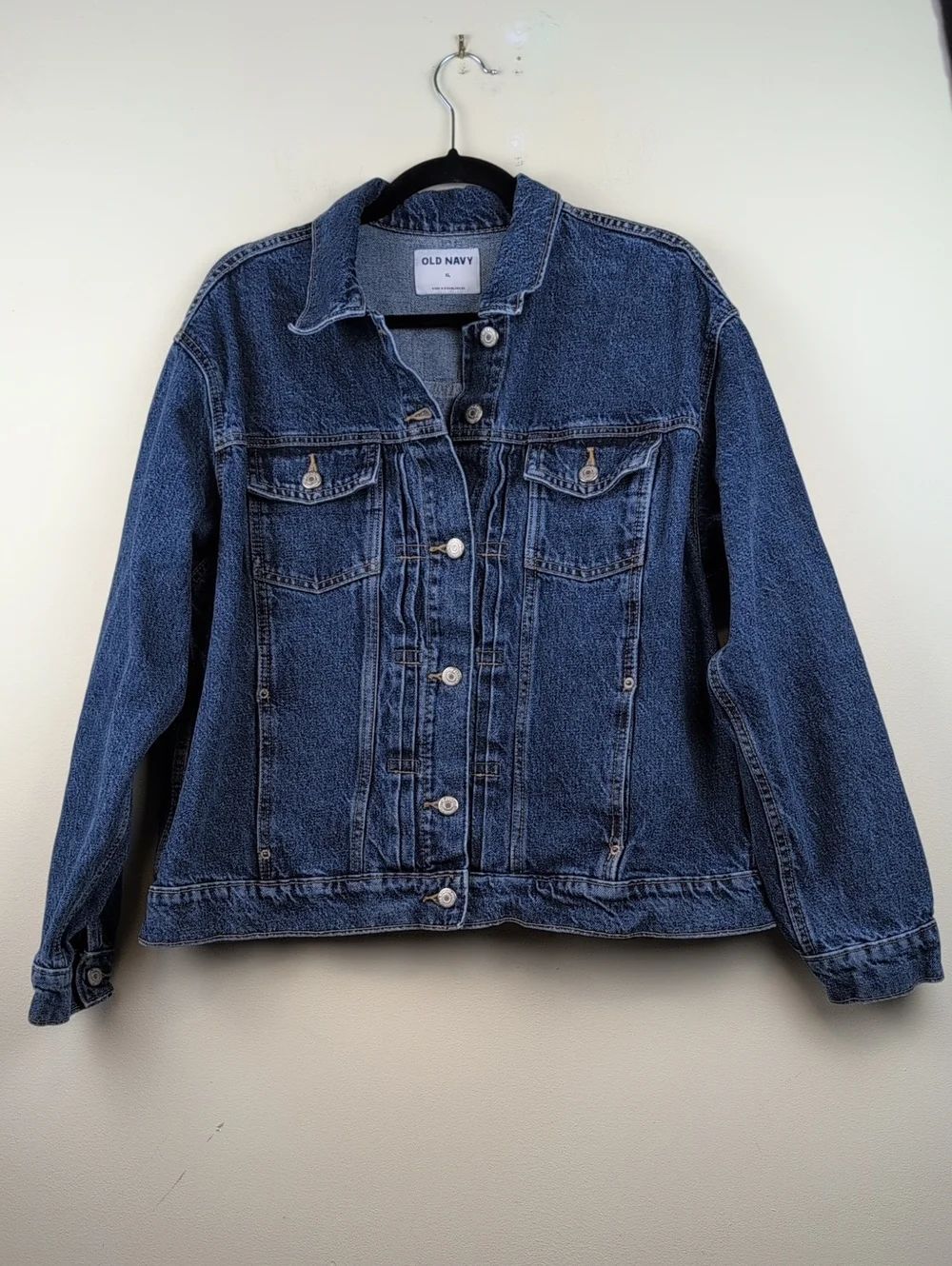 Old Navy 100% Cotton Denim Jean Jacket - Classic Trucker Size XL Medium Wash